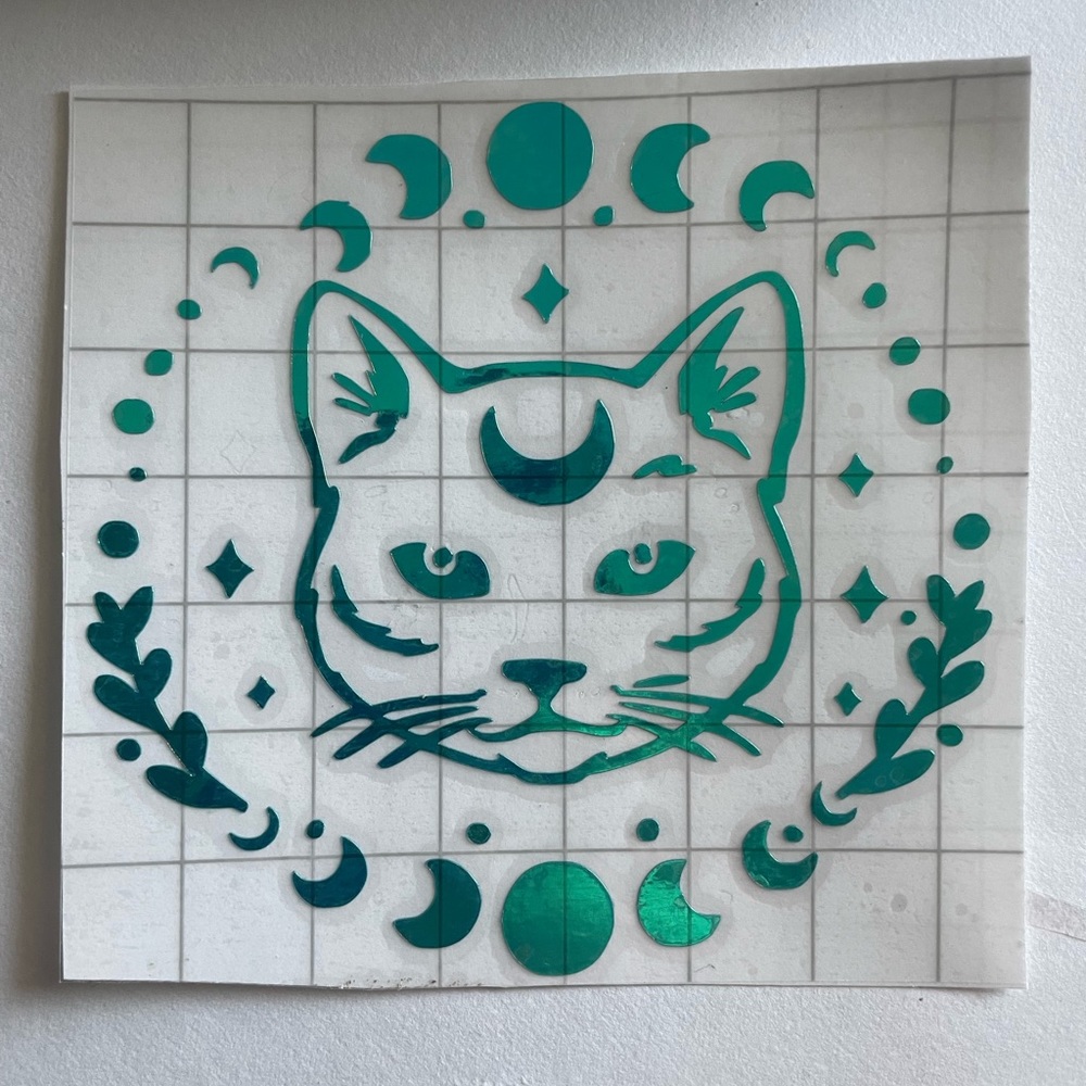 Celestial cat holographic vinyl sticker